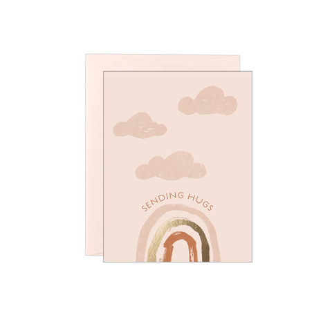Sending hugs - Clouds & Rainbow - Letterpress Card